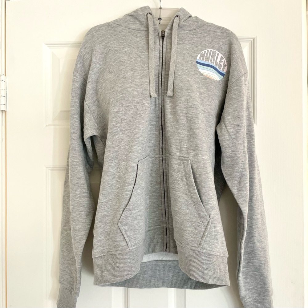 Hurley Light Grey Graphic Zip Hoodie - Picture 3 of 6